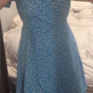 Floral Blue Wrap Dress - Worn to only 1 event